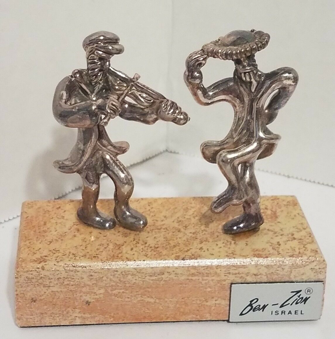 BEN ZION ISRAEL STERLING SILVER FIDDLER & DANCER SCULPTURE MARKED